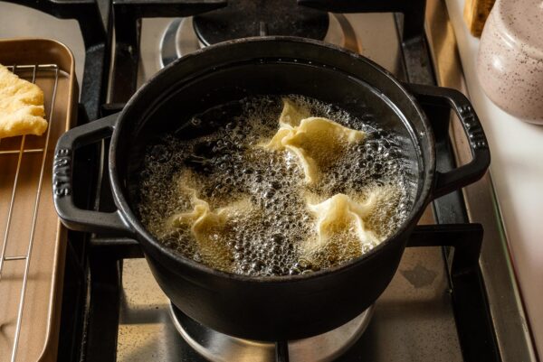 deep frying crab rangoon | www.iamafoodblog.com